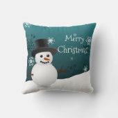 Scene d'hiver turquoise Snowman Oreiller de Noël (Verso)