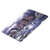 Scène D'Hiver vintage. Magnet cadeau de Noël (Côté Gauche)
