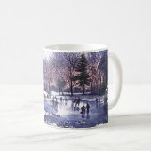 Scène D'Hiver vintage. Mug cadeau de Noël (Devant droit)