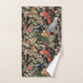 Scène d'oiseaux naturels sur le noir (Serviette à main)