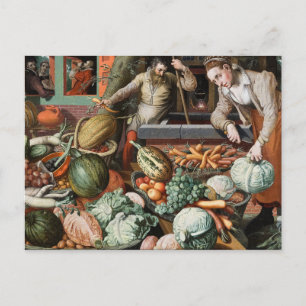 "Scène du marché" Carte postale d'art vintage