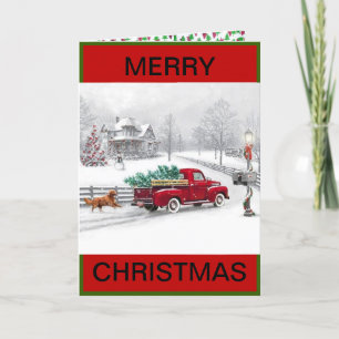 Scène d'une ferme de Noël sur une carte de Noël