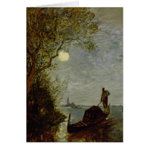 Scène éclairée par la lune avec la gondole