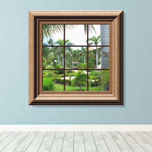Scène Fenêtre Faux Vue Tropicale Toile Art (Insitu (Plancher de Bois))