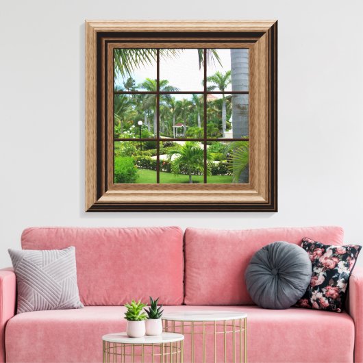 Scène Fenêtre Faux Vue Tropicale Toile Art (Insitu(Salon))
