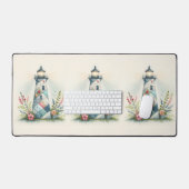 Scène florale côtière du phare patchwork (Clavier et souris)