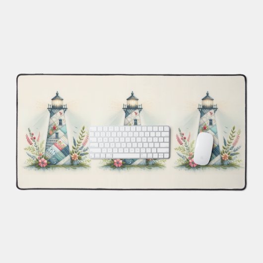 Scène florale côtière du phare patchwork (Clavier et souris)