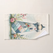 Scène florale côtière du phare patchwork (Serviette à main)