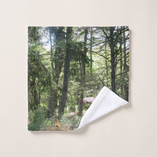 Scène Forestière Avec Chipmunk Et Elk (Gant de toilette)