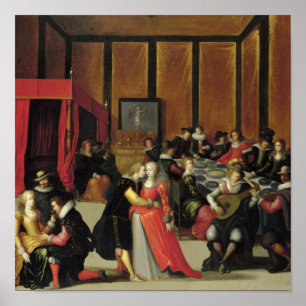 Scene Galante of de vijf zintuigen Poster