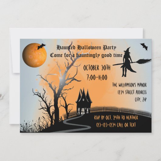 Scène hantée - Invitation du parti Halloween (Devant)