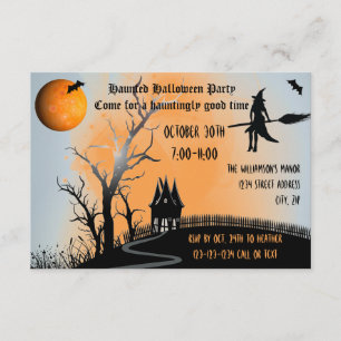 Scène hantée - Invitation du parti Halloween 3x5