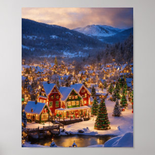 Scène hiver Joyeux affiche de Noël
