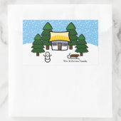 Scène hivernale - Autocollant rectangulaire (Sac)