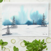 Scène hivernale - Serviette de cuisine de Cyn Rohr (Plié)