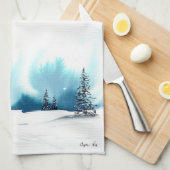 Scène hivernale - Serviette de cuisine de Cyn Rohr (Quart Plié)