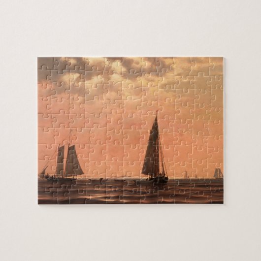 Scène in de Noordzee met scheepspuzzel Legpuzzel (Horizontaal)