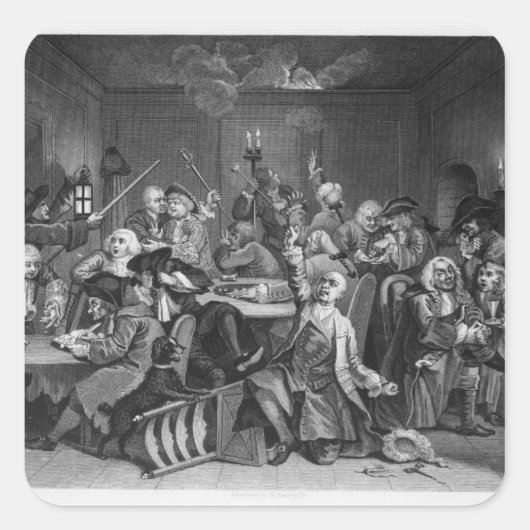 Scène in een gaminghuis vierkante sticker (Voorkant)