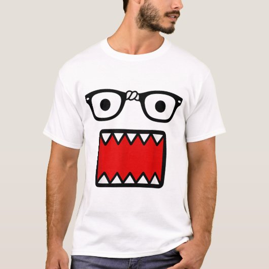 Scene Kid Glasses & Cartoon Mouth Design T-shirt (Voorkant)