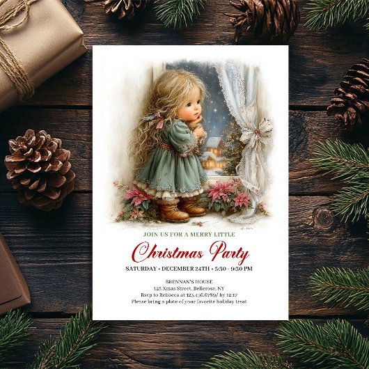 Scène magique d'hiver Fille Invitation de vacances