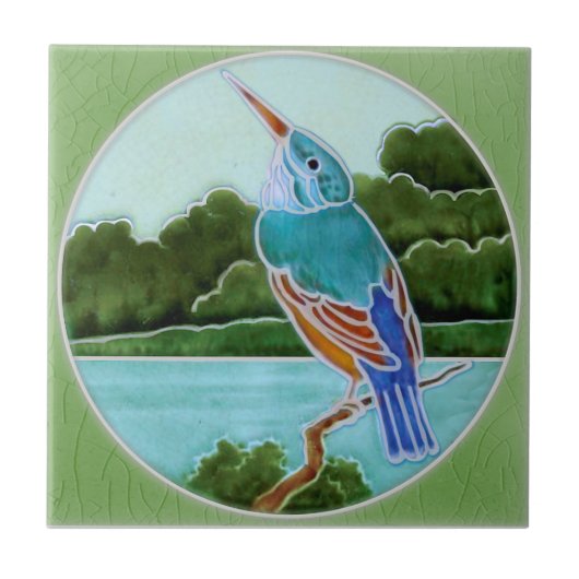 Scene met Kingfisher c1900 T+R Boote Antiek Repro Tegeltje (Voorkant)