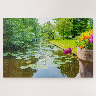Scene met water en waterlib, Nederland Legpuzzel