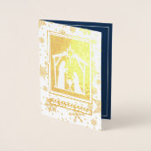 Scène Nativité Luxe Véritable Foil Cartes de Noël (Devant)