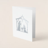 Scène Nativité Luxe Véritable Foil Cartes de Noël (Devant)