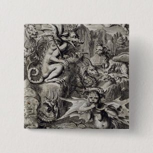 Scene of Hell, illustratie uit boek 1 Deel 3 Cha Vierkante Button 5,1 Cm