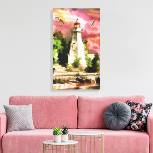 Scène phare en toile de tons roses Imprimer (Insitu(Salon))