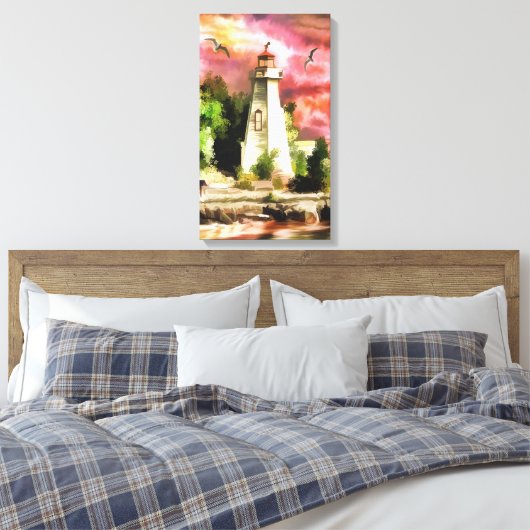 Scène phare en toile de tons roses Imprimer (Insitu(Chambre))