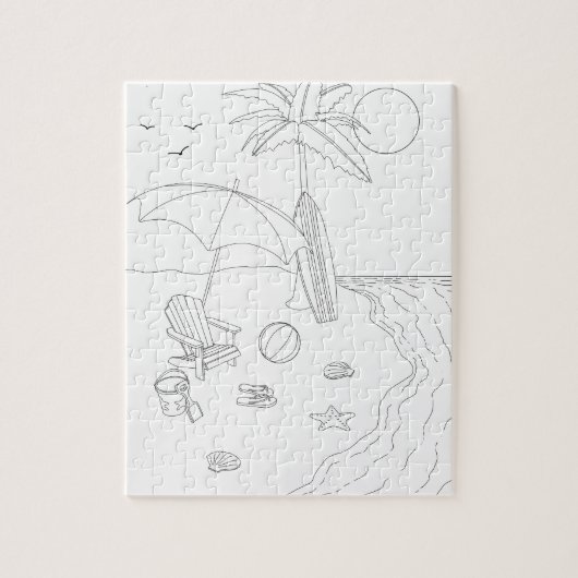 Scène Plage Adulte Coloriage Puzzle (Vertical)