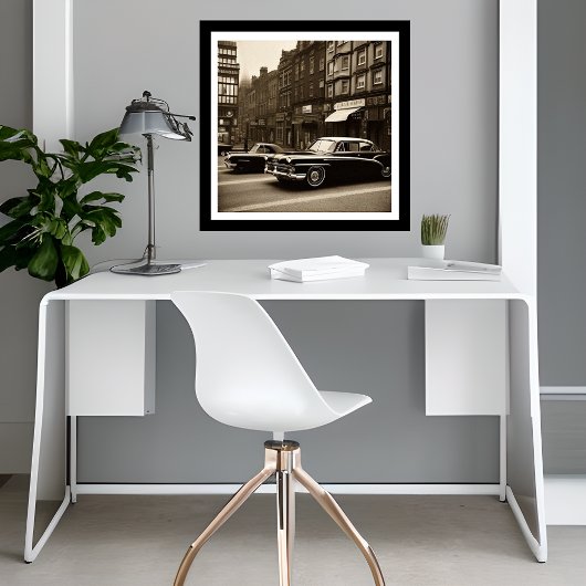 Scène Sepia vintage 1940s auto Imaginaire Poster