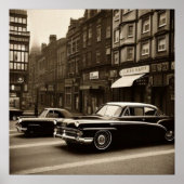 Scène Sepia vintage 1940s auto Imaginaire Poster (Devant)