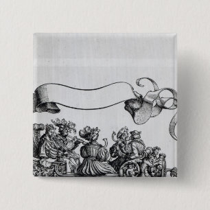 Scène uit de drievoudige processie van Maximilian Vierkante Button 5,1 Cm