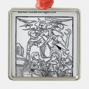 Scène uit de "Navigatie van St. Brendan" Metalen Ornament