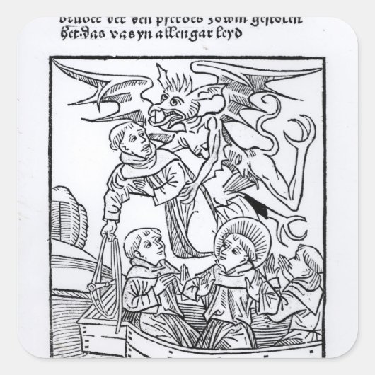 Scène uit de "Navigatie van St. Brendan" Vierkante Sticker (Voorkant)