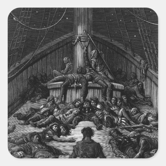 Scène uit 'The Rime of the Ancient Mariner' 3 Vierkante Sticker (Voorkant)