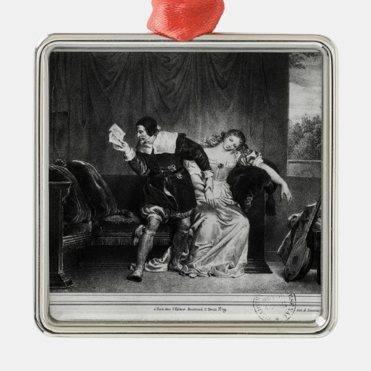 Scène van de brief van de neef metalen ornament (Voorkant)