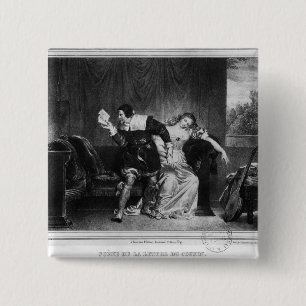 Scène van de brief van de neef vierkante button 5,1 cm