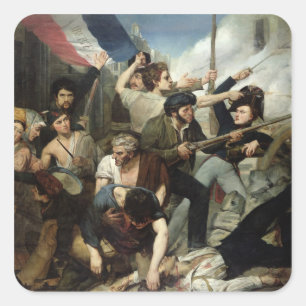 Scène van de Revolutie van 1830 Vierkante Sticker