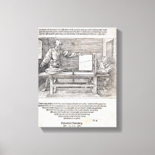 Scene van Durer's 'cursus in the Art of Drawing'; Canvas Afdruk