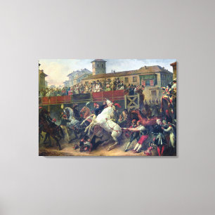 Scène van een niet-gemonteerd paardenras in Rome Canvas Afdruk