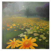 Scenery Gele Bloemen Tegeltje (Voorkant)