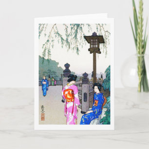 Scenery with Women in a Kimono, Hiroshi Yoshida Kaart