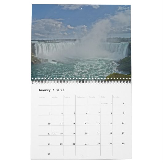 Scènes de calendrier des chutes du Niagara 2015 (Jan 2027)
