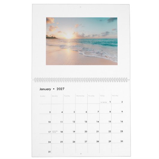 Scènes de plage Calendrier 12 mois Ajoutez vos pho (Jan 2027)
