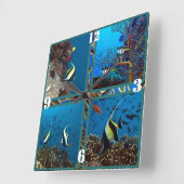 Scènes de poissons tropicaux Horloge murale (Angle)