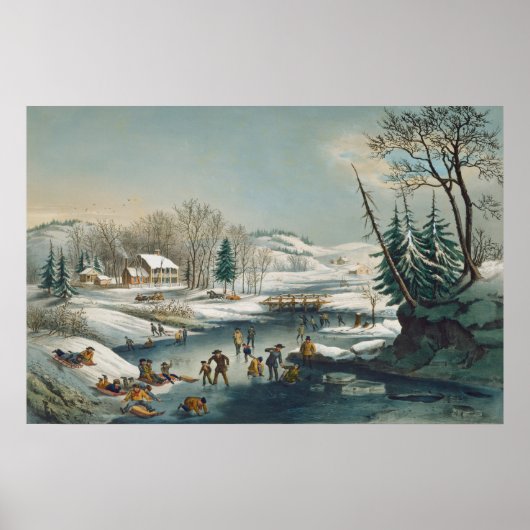 Scènes d'hiver américaines - Poster d'art raffiné (Devant)