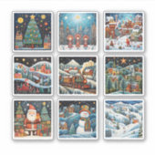 Scènes d'hiver de Noël sticker vinyle (Devant)